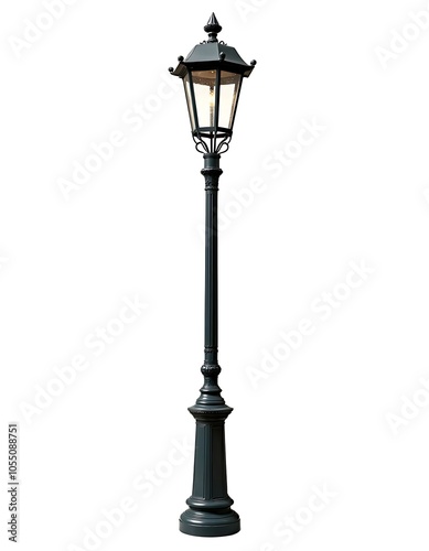 Blank antique street light pole isolated on white background