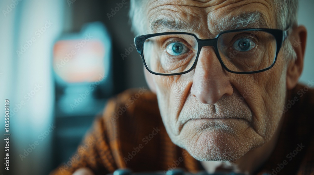 An older man with glasses is looking at the camera An older man with glasses is looking at the camera