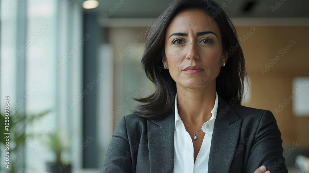 Confident Businesswoman in Modern Office Setting Confident Businesswoman in Modern Office Setting