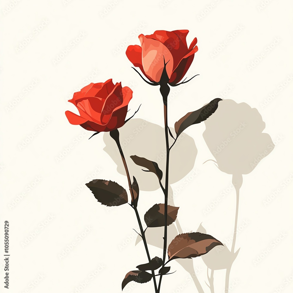 Beautiful red roses with delicate shadows, perfect for floral design and nature-inspired decor. Beautiful red roses with delicate shadows, perfect for floral design and nature-inspired decor.