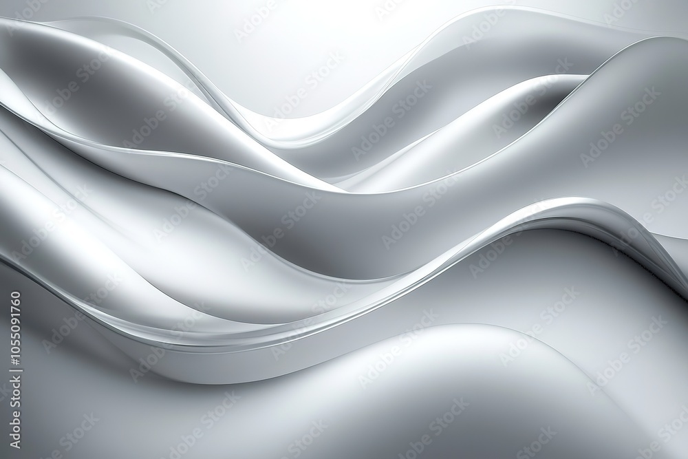 Obraz premium Abstract silver wavy background with flowing lines and smooth curves.
