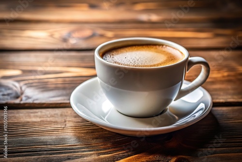 White mug with coffee on table