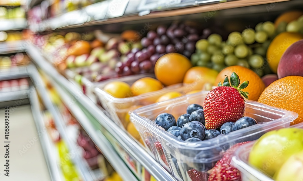 Fresh produce on display in a grocery store aisle.