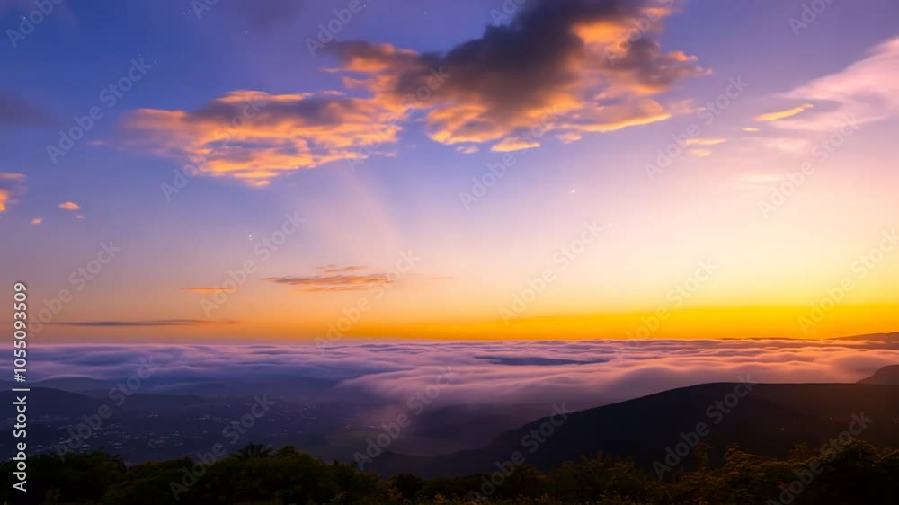 Time-lapse of clouds running over sky at sunset Time-lapse of clouds running over sky at sunset