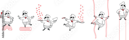 Cook. Character. Corporate style. Italy. Pasta. Illustration