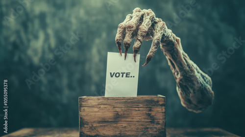 Frankenstein's Monster Voting in Eerie Lantern Light