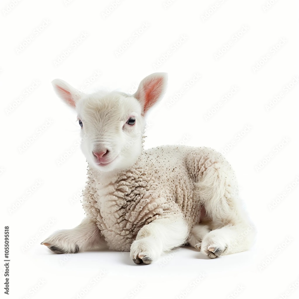 sheep and lamb isolated with waves with White Background. sheep and lamb isolated with waves with White Background.