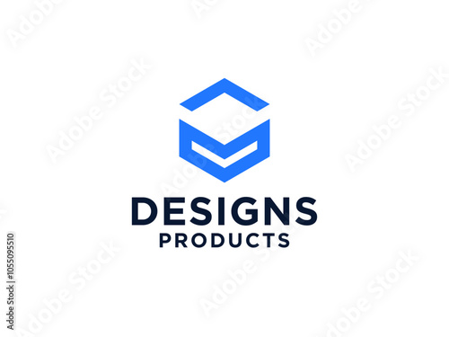 Hexagon Arrow Up Logo. Arrow Out of Box Icon isolated on White Background. Usable for Business and Technology Logos.