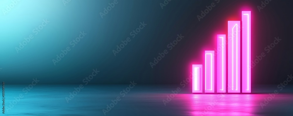 Abstract neon bar graphs with a futuristic touch, symbolizing financial growth and yearend results, Financial growth , Futuristic finance Abstract neon bar graphs with a futuristic touch, symbolizing financial growth and yearend results, Financial growth , Futuristic finance