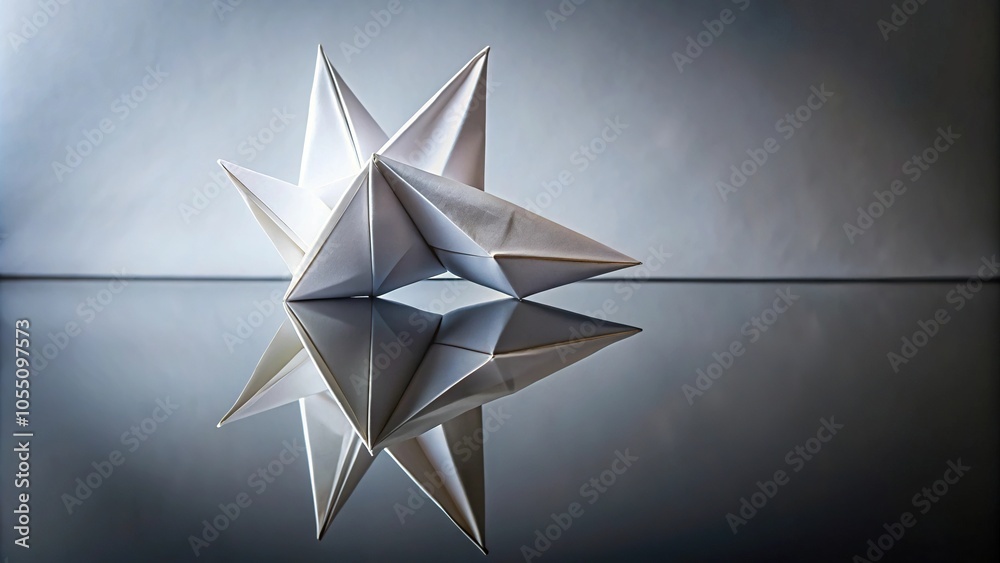 White origami background reflected in mirror White origami background reflected in mirror