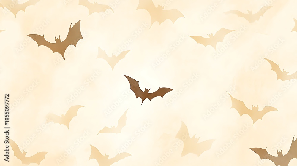 Halloween warm cream background with faint bat silhouettes Halloween warm cream background with faint bat silhouettes