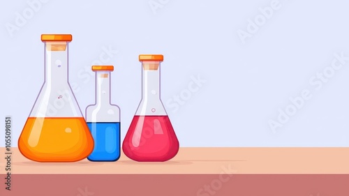 Chemistry classroom setup with glassware, pipettes, and safety goggles, chemistry classroom setup, emphasizing lab safety and preparation