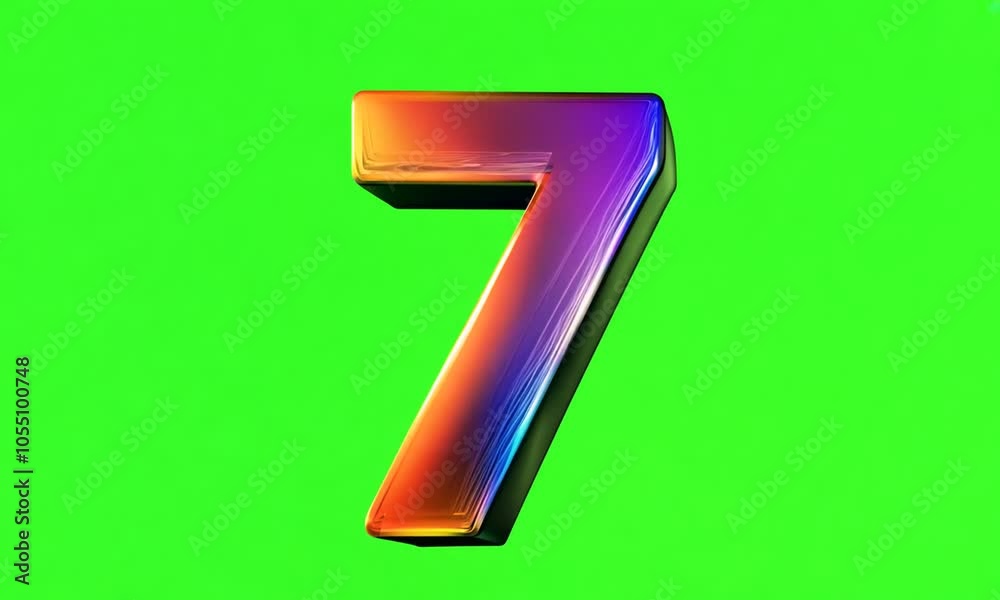 Creative colorful 7 number on green screen. Generative AI Creative colorful 7 number on green screen. Generative AI