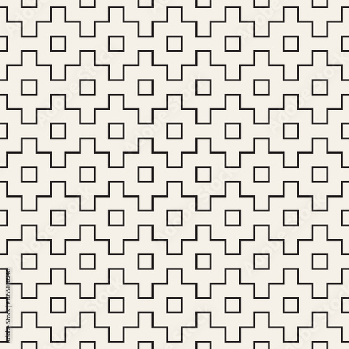 Vector seamless pattern. Repeating geometric elements. Stylish monochrome background design.