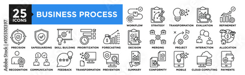 Business Process icon collection set. Containing design business, process, concept, management, technology, system