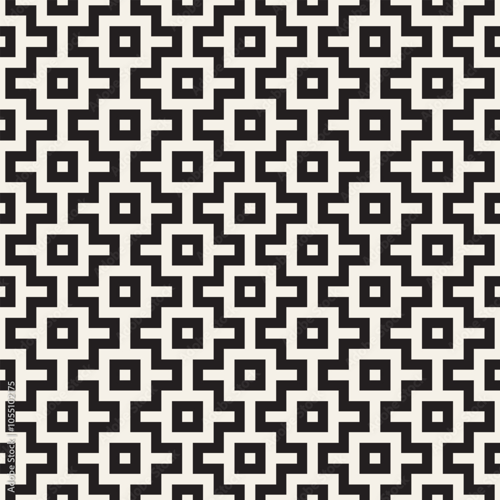 Vector seamless pattern. Repeating geometric elements. Stylish monochrome background design.