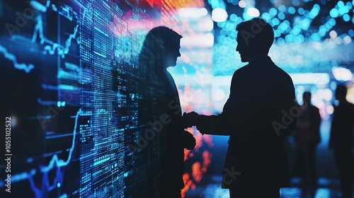 Business Interaction with Digital Background