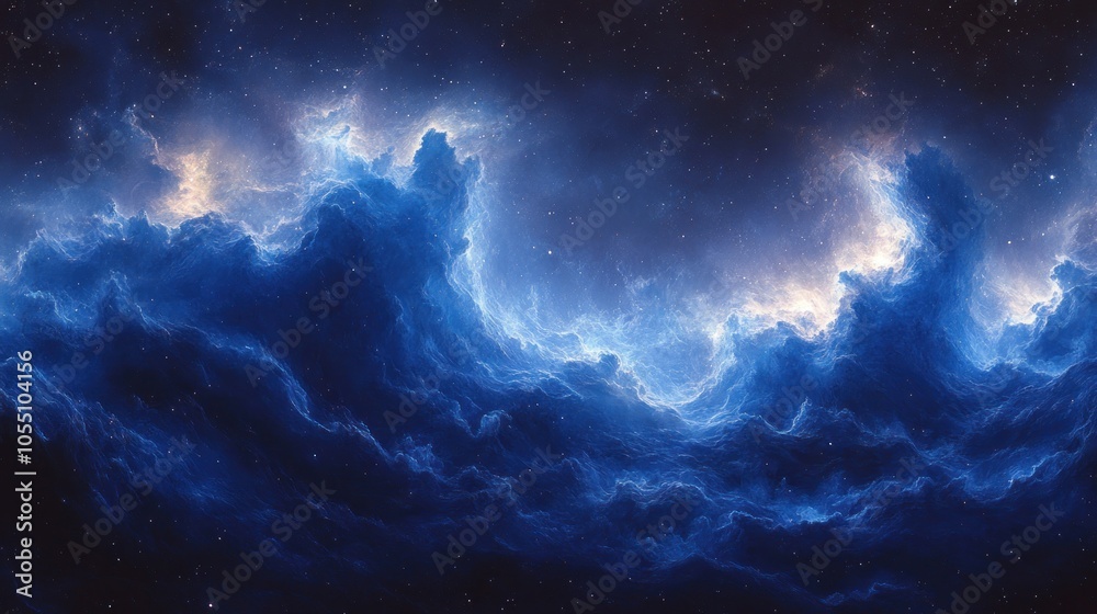 Cosmic Clouds and Stars in a Deep Blue Nebula Cosmic Clouds and Stars in a Deep Blue Nebula