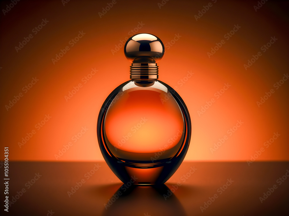 Perfume bottle on orange background. Perfume bottle on orange background.
