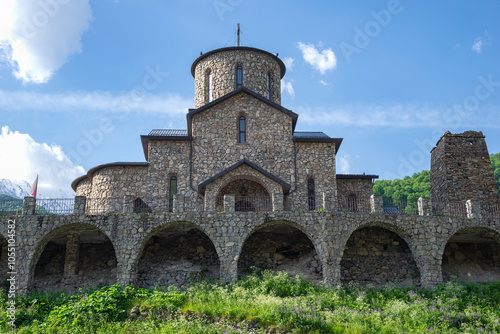 Alan Holy Dormition Monastery close-up. Upper Fiagdon. North Ossetia-Alania, Russia photo