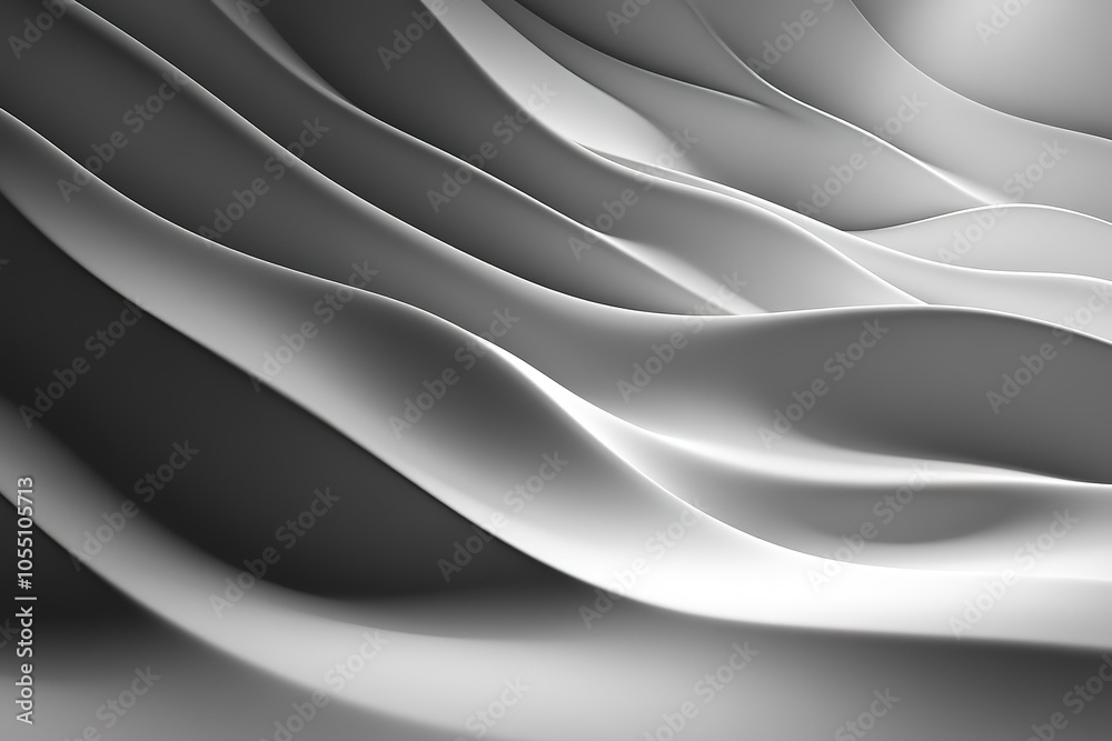 Abstract white and gray flowing waves with soft shadows. Abstract white and gray flowing waves with soft shadows.