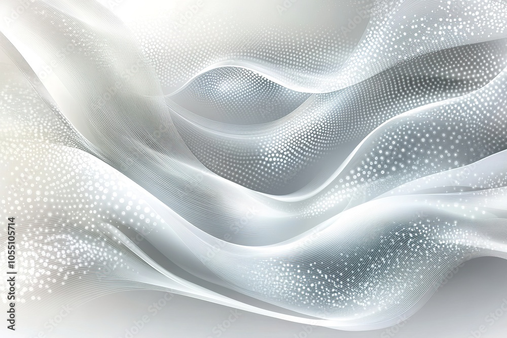 Abstract white and gray flowing waves with a dotted texture. Abstract white and gray flowing waves with a dotted texture.