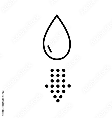 Icon water drop absorbent. Skin care deep hydration flat line icon. Moisturizing symbol. Cosmetology, hygiene, diaper, wet wipes, sanitary pads. Vector flat illustration isolated on white background.