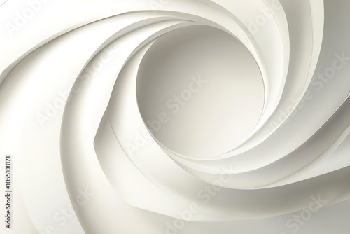 Abstract white spiral with empty space in the center.