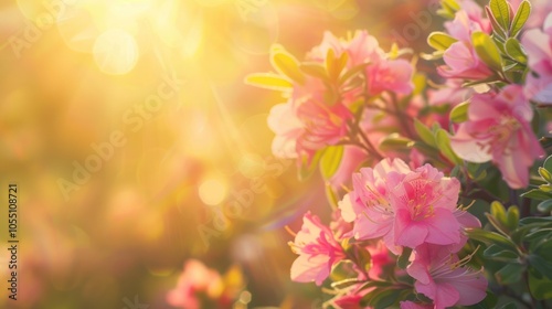 Pink Flowers in the Golden Sunlight