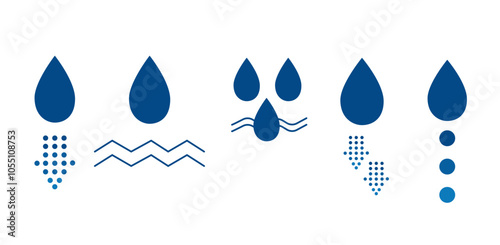 Icon water drop absorbent. Skin care deep hydration flat icon. Moisturizing symbol. Cosmetology, hygiene, diaper, wet wipes, sanitary pads. Vector flat illustration isolated on white background.