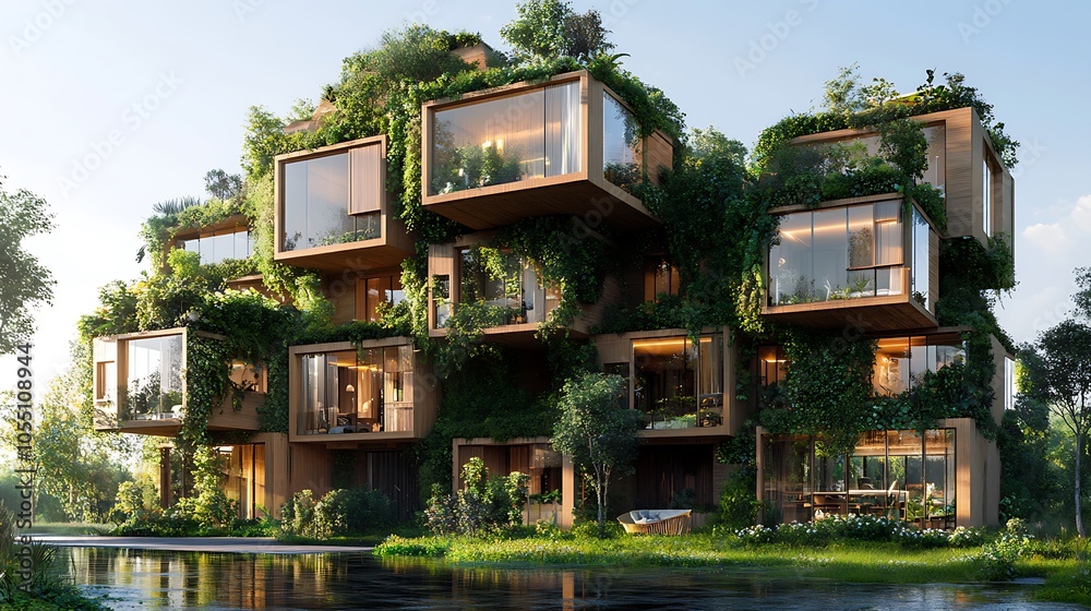 Eco-friendly modern architecture a green oasis in nature Eco-friendly modern architecture a green oasis in nature