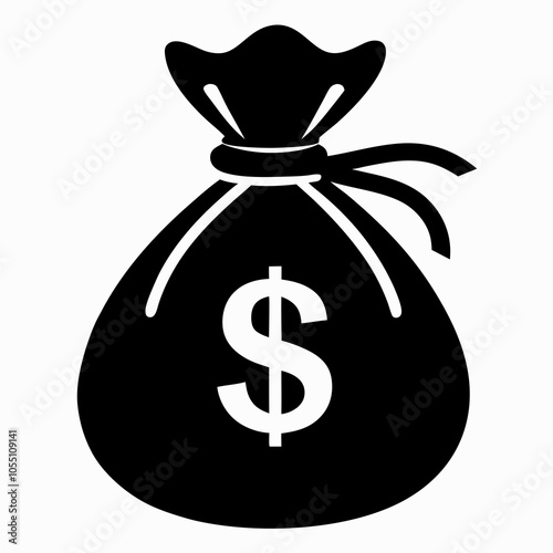 Money Bag vector, icon, silhouette illustration