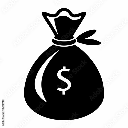 Money Bag vector, icon, silhouette illustration