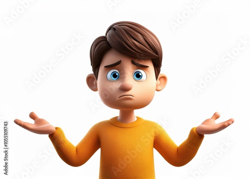 confused kid cartoon character, confusion concept