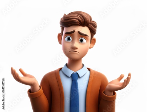 confused teen cartoon character, confusion concept