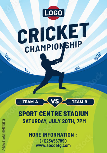 Cricket championship flyer design template. It's good for Flyer, poster, brochure, etc.