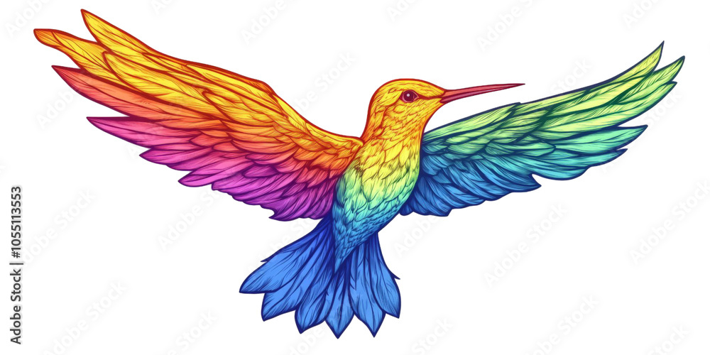 Obraz premium Rainbow Hummingbird in Flight.