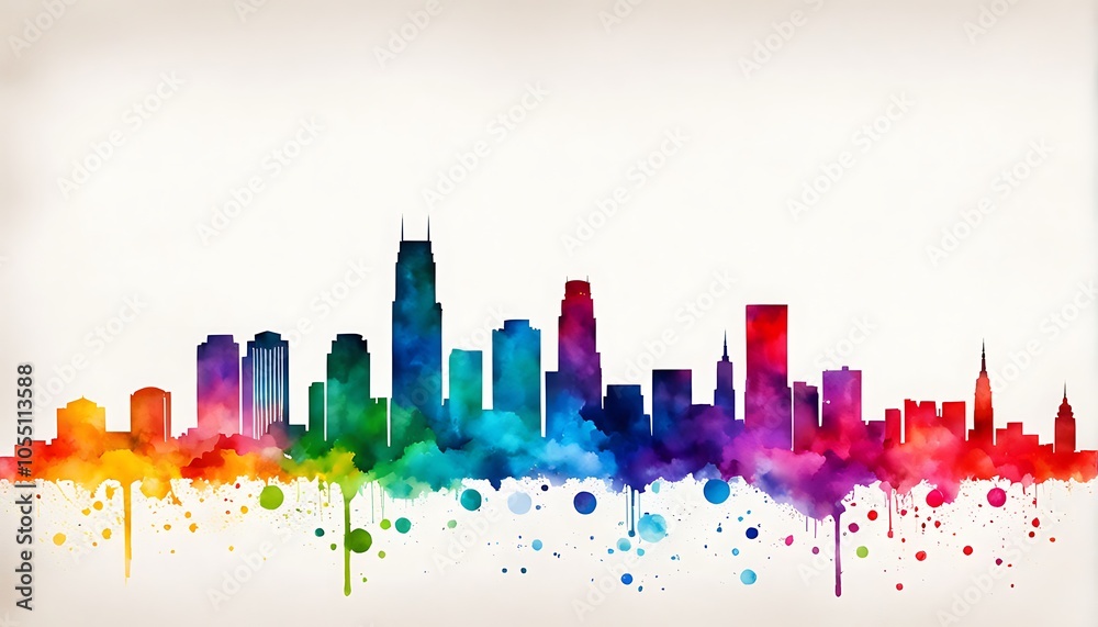 Fototapeta premium city skyline in watercolor