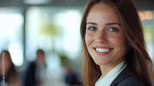 Bright Smiling Woman in Office Environment