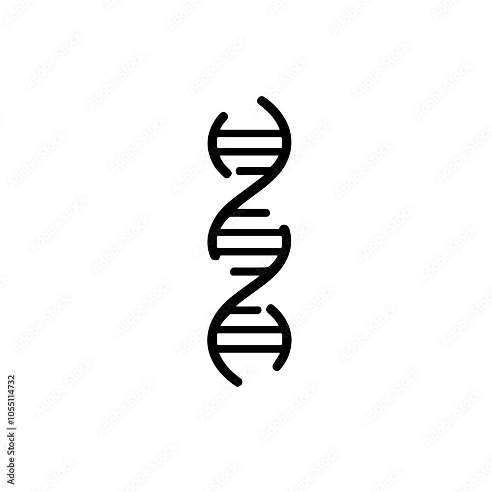 Double Helix DNA Vector Image, Black and White, Genetic Code Representation Double Helix DNA Vector Image, Black and White, Genetic Code Representation