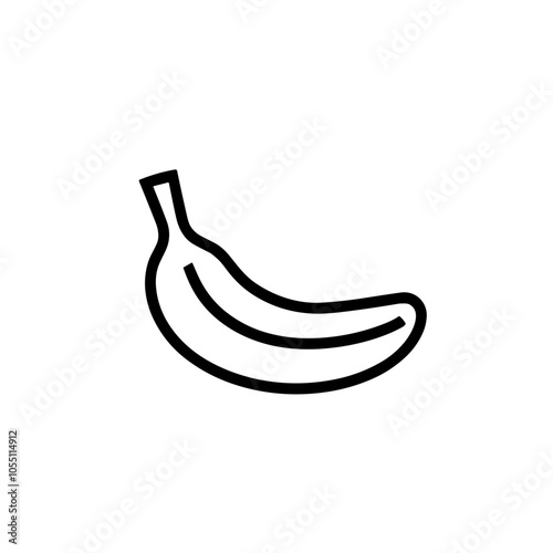 Vector Banana Icon, Black Outline, Fruit Representation