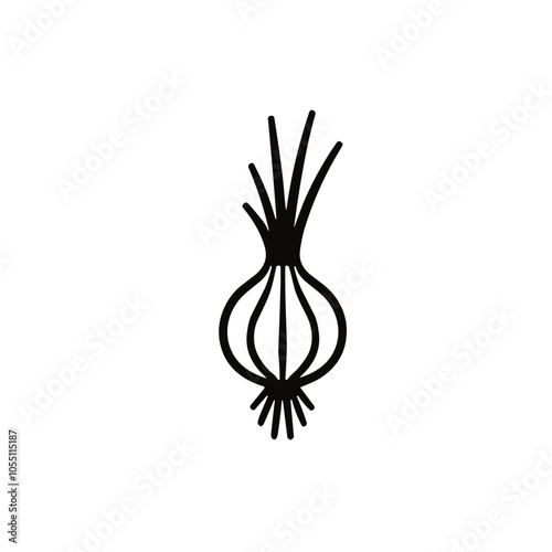 Vertical Onion Illustration, Black Lines, Kitchen Staple