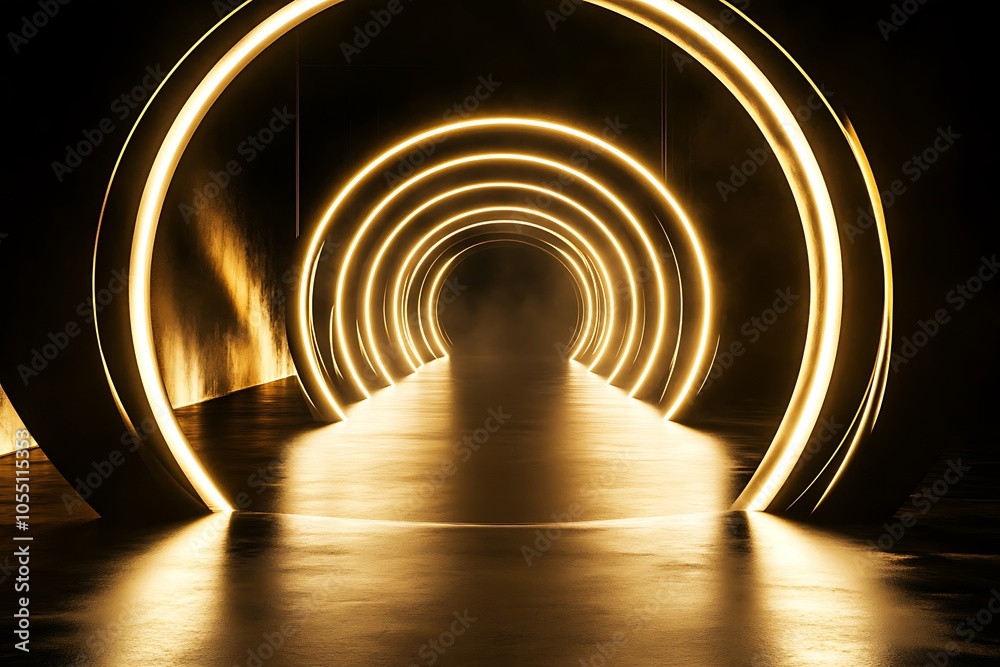 Obraz premium Abstract arch podium way perspective background. 3d render