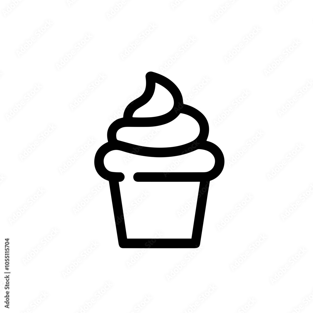 Swirl Cupcake Icon, Simple Outline, Dessert Logo Swirl Cupcake Icon, Simple Outline, Dessert Logo