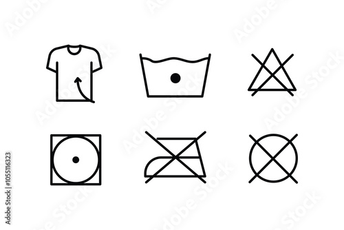 Washing Instructions, Set of washing symbol, laundry care icons. Clothes washing instruction vector illustration