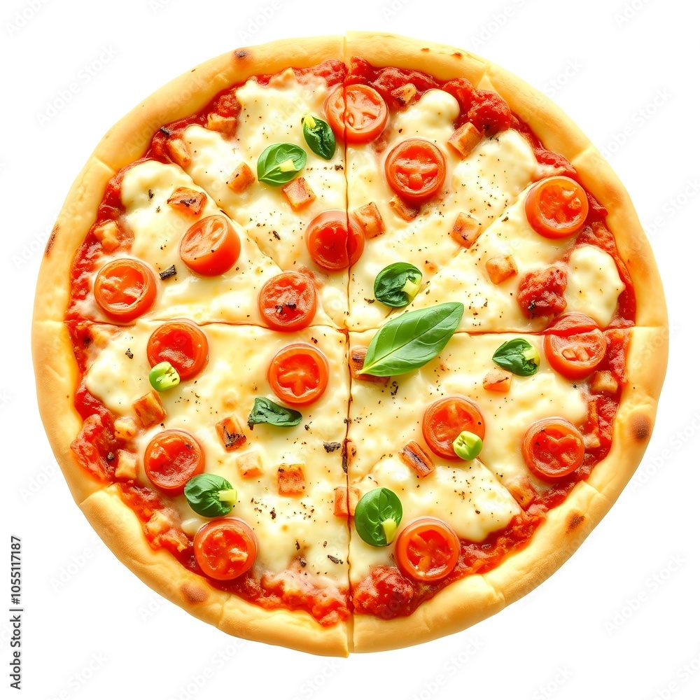 Cheesy Italian pizza isolated Cheesy Italian pizza isolated