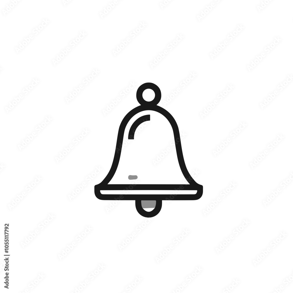 Styled Bell Icon, Bold Black Contour, Alert Design Styled Bell Icon, Bold Black Contour, Alert Design