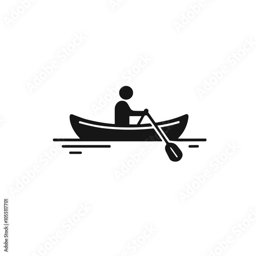 Minimalist Rowing Boat Vector Black Line Sport