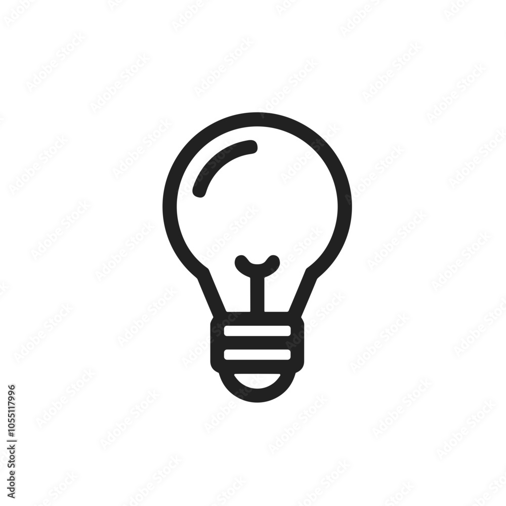 Bold Lightbulb Icon Thick Line Style Black and White Creativity Idea Vector Bold Lightbulb Icon Thick Line Style Black and White Creativity Idea Vector