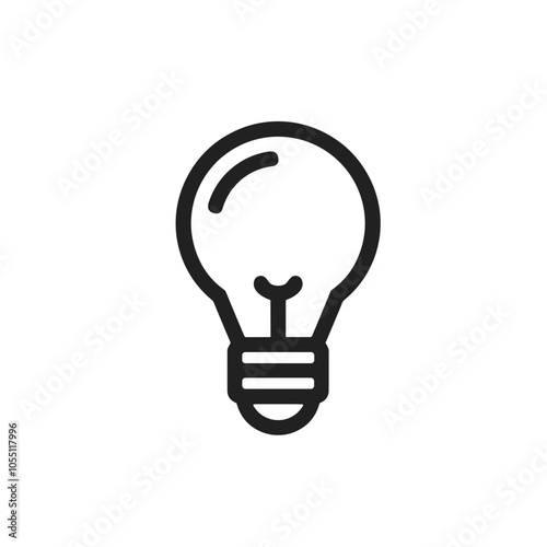 Bold Lightbulb Icon Thick Line Style Black and White Creativity Idea Vector